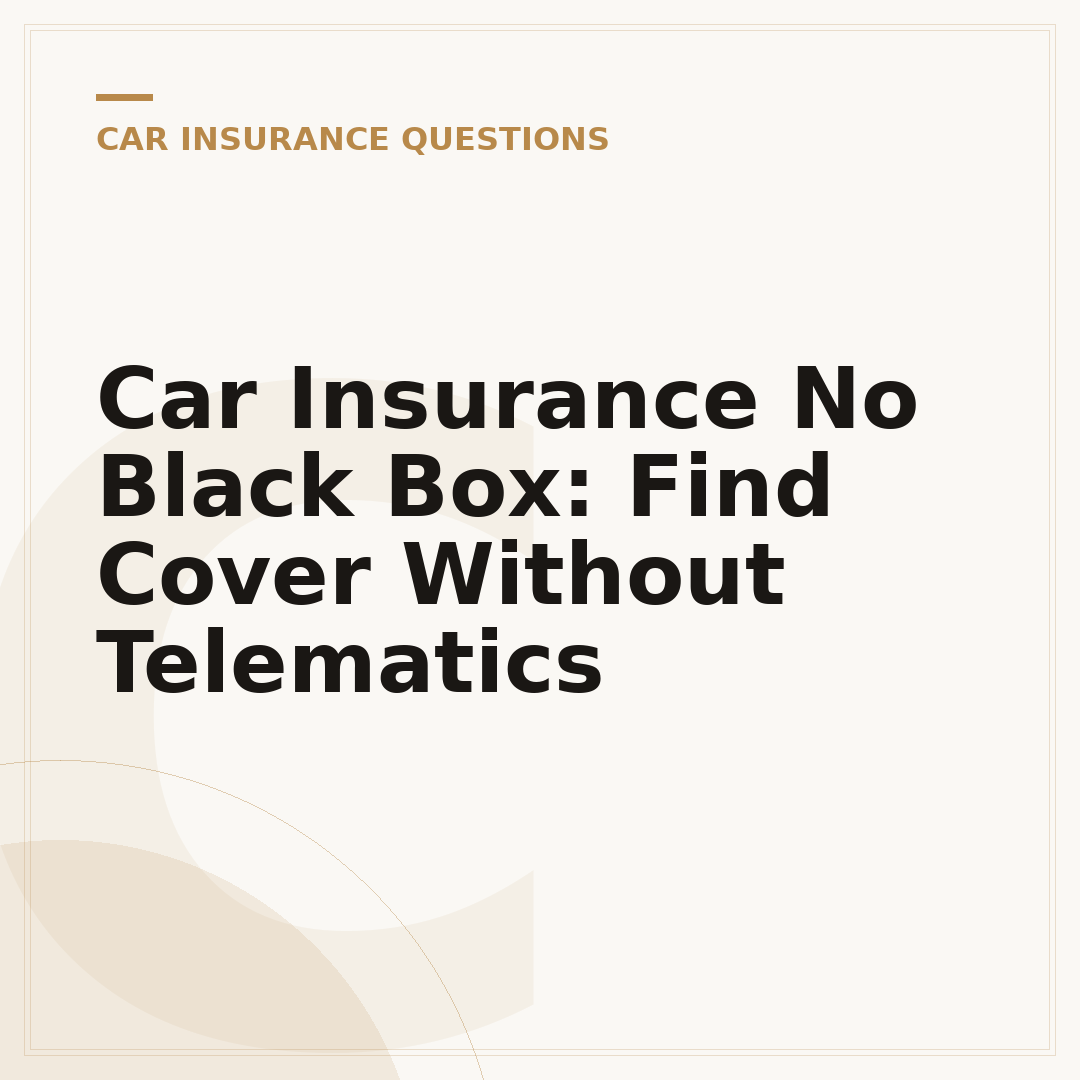 Car Insurance No Black Box: Find Cover Without Telematics
