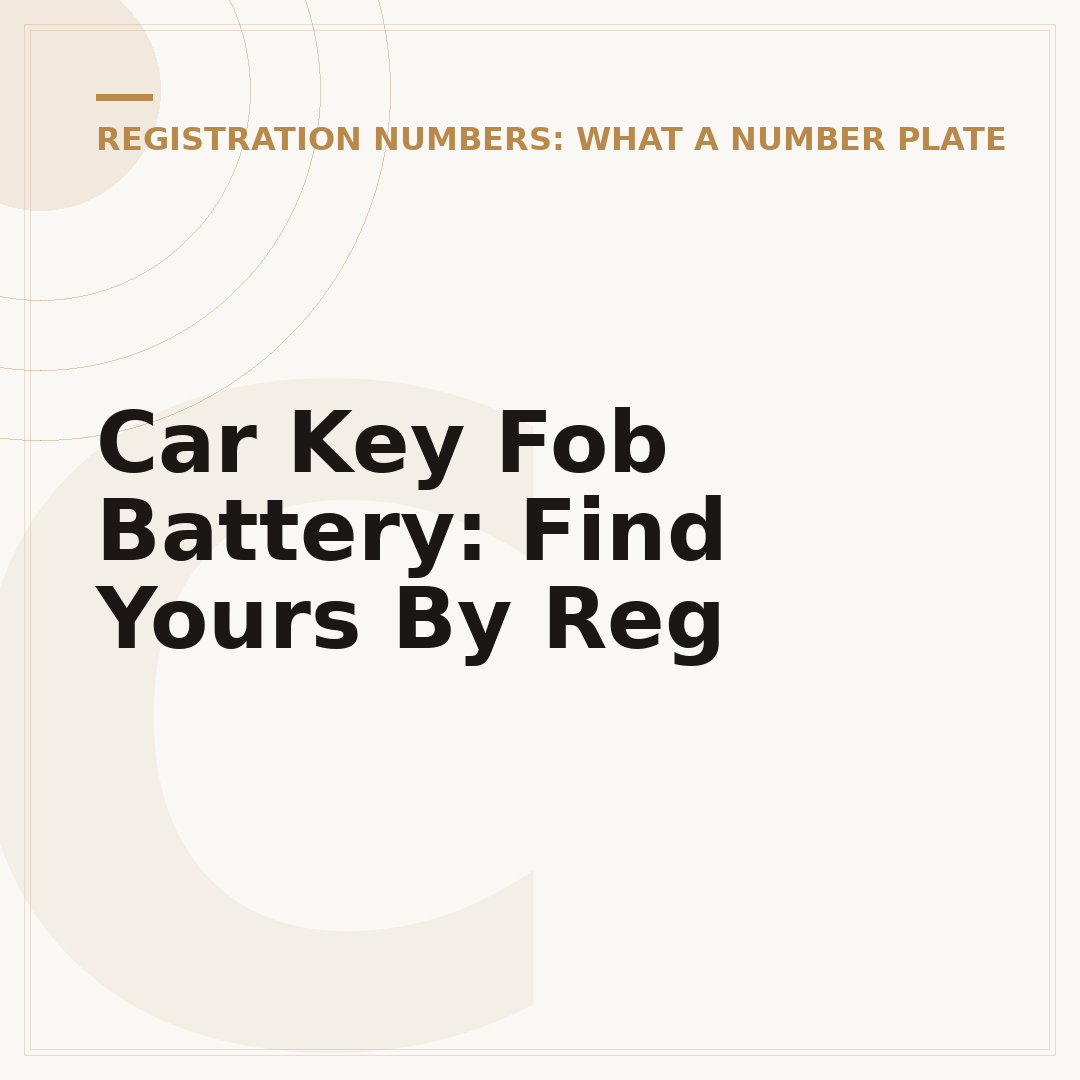 Car Key Fob Battery: Find Yours By Reg