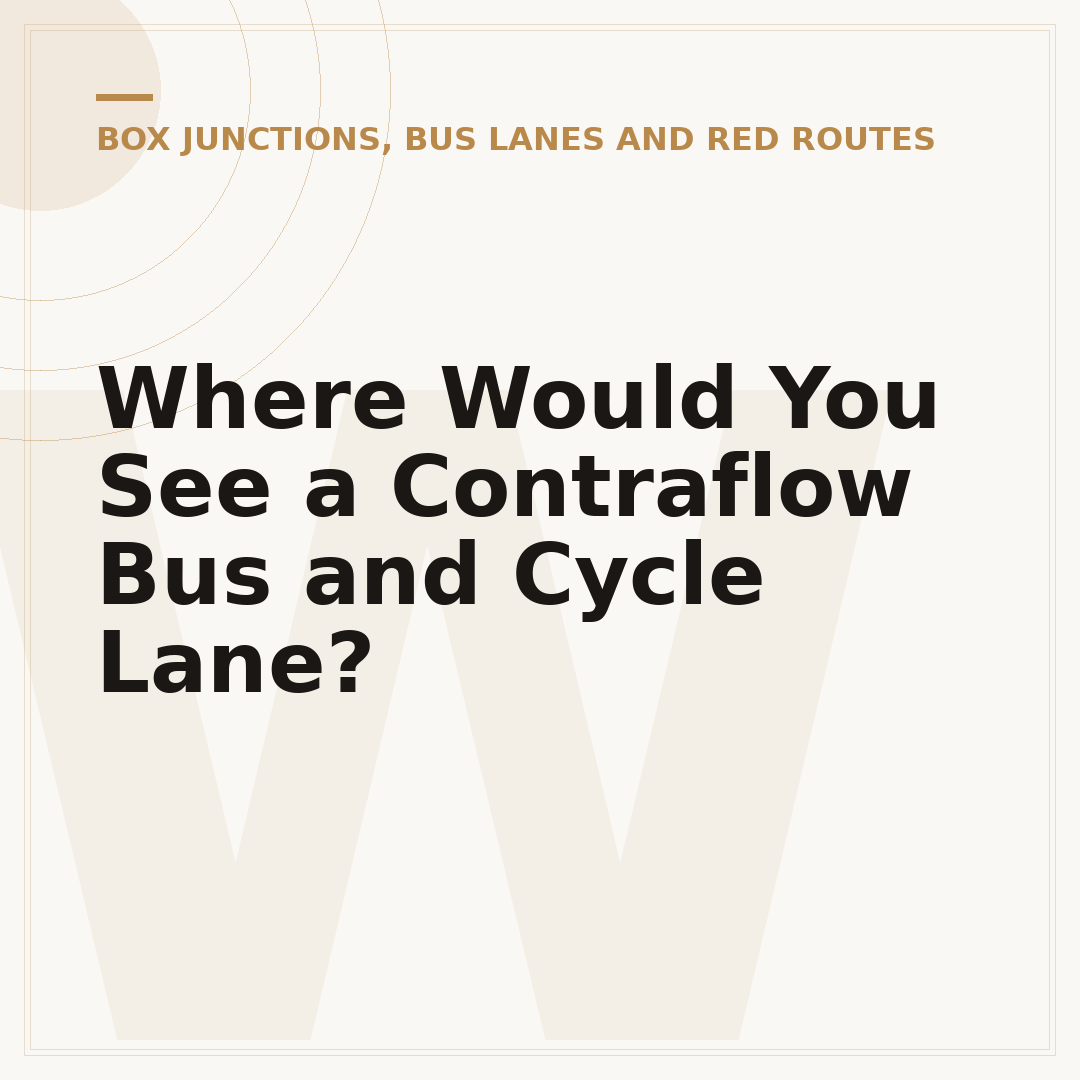 Where Would You See a Contraflow Bus and Cycle Lane?