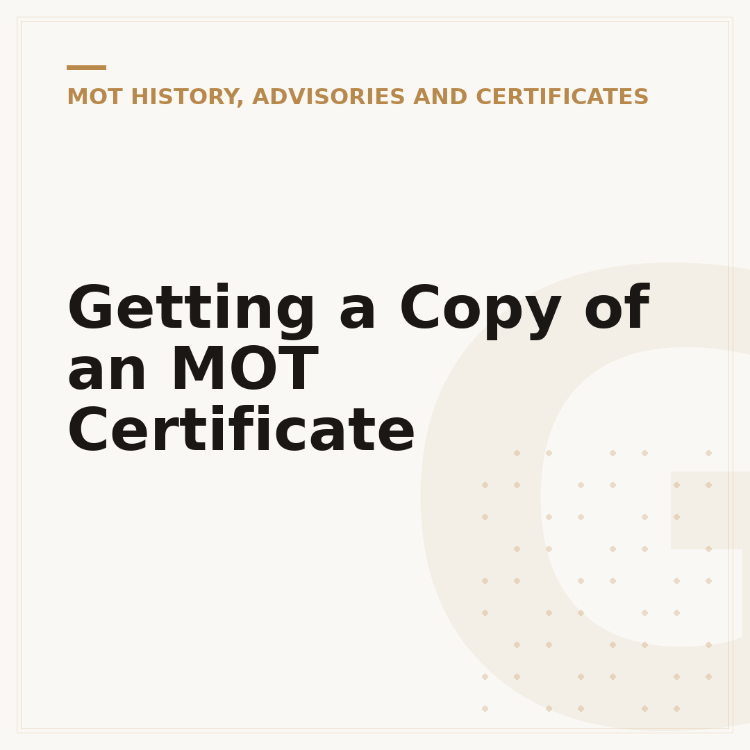 Getting a Copy of an MOT Certificate