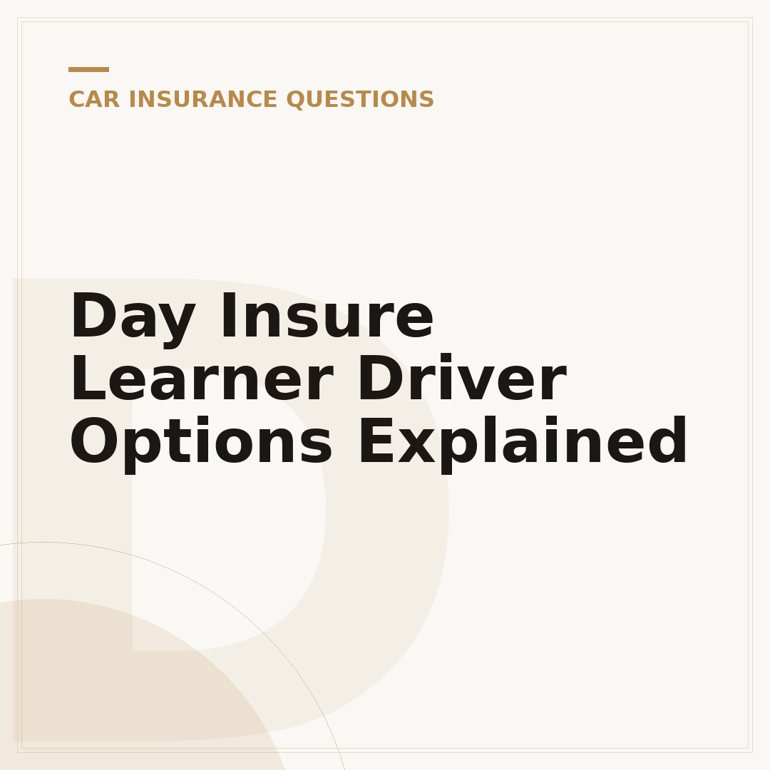 Day Insure Learner Driver Options Explained