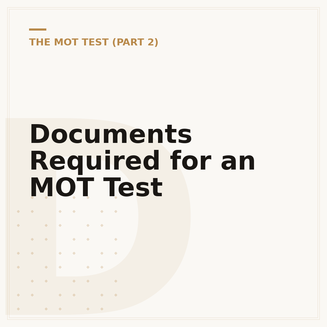 Documents Required for an MOT Test