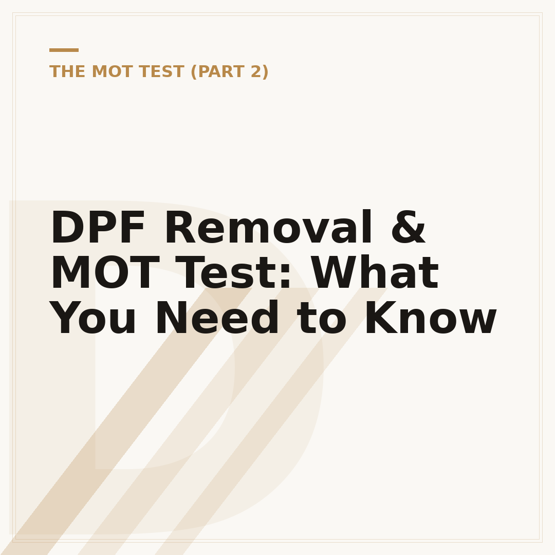 DPF Removal & MOT Test: What You Need to Know