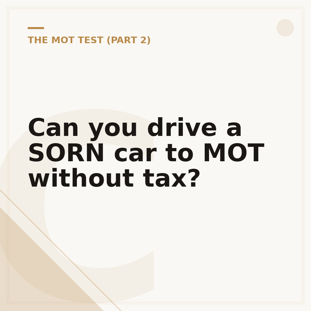 Can you drive a SORN car to MOT without tax?