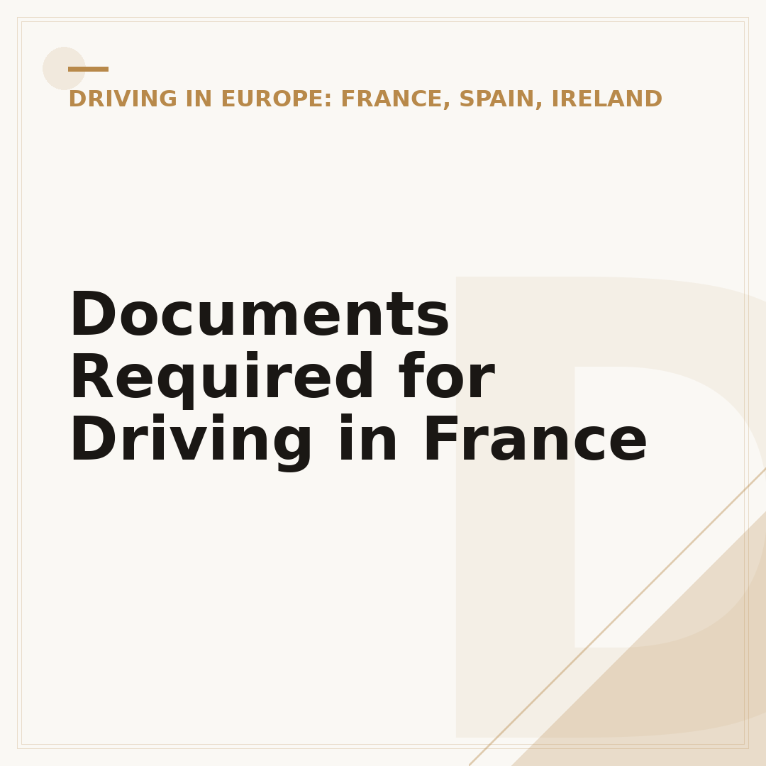 Documents Required for Driving in France