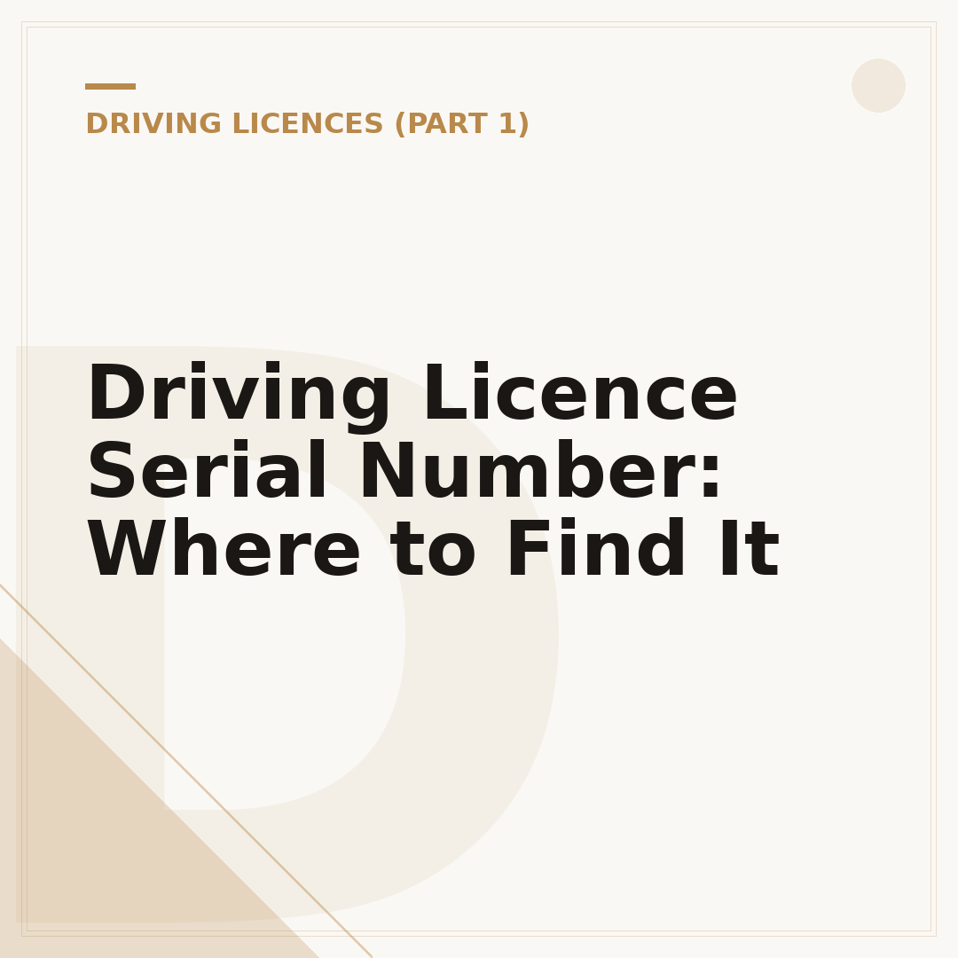Driving Licence Serial Number: Where to Find It