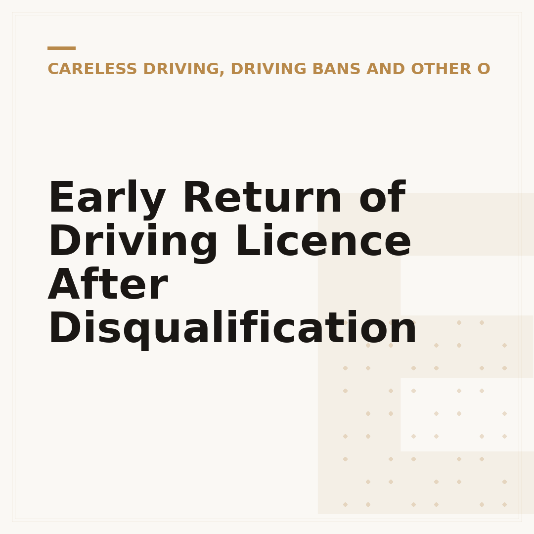 Early Return of Driving Licence After Disqualification