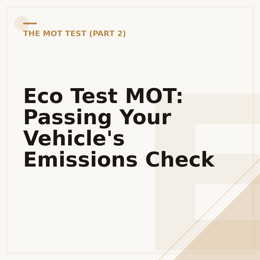 Eco Test MOT: Passing Your Vehicle's Emissions Check