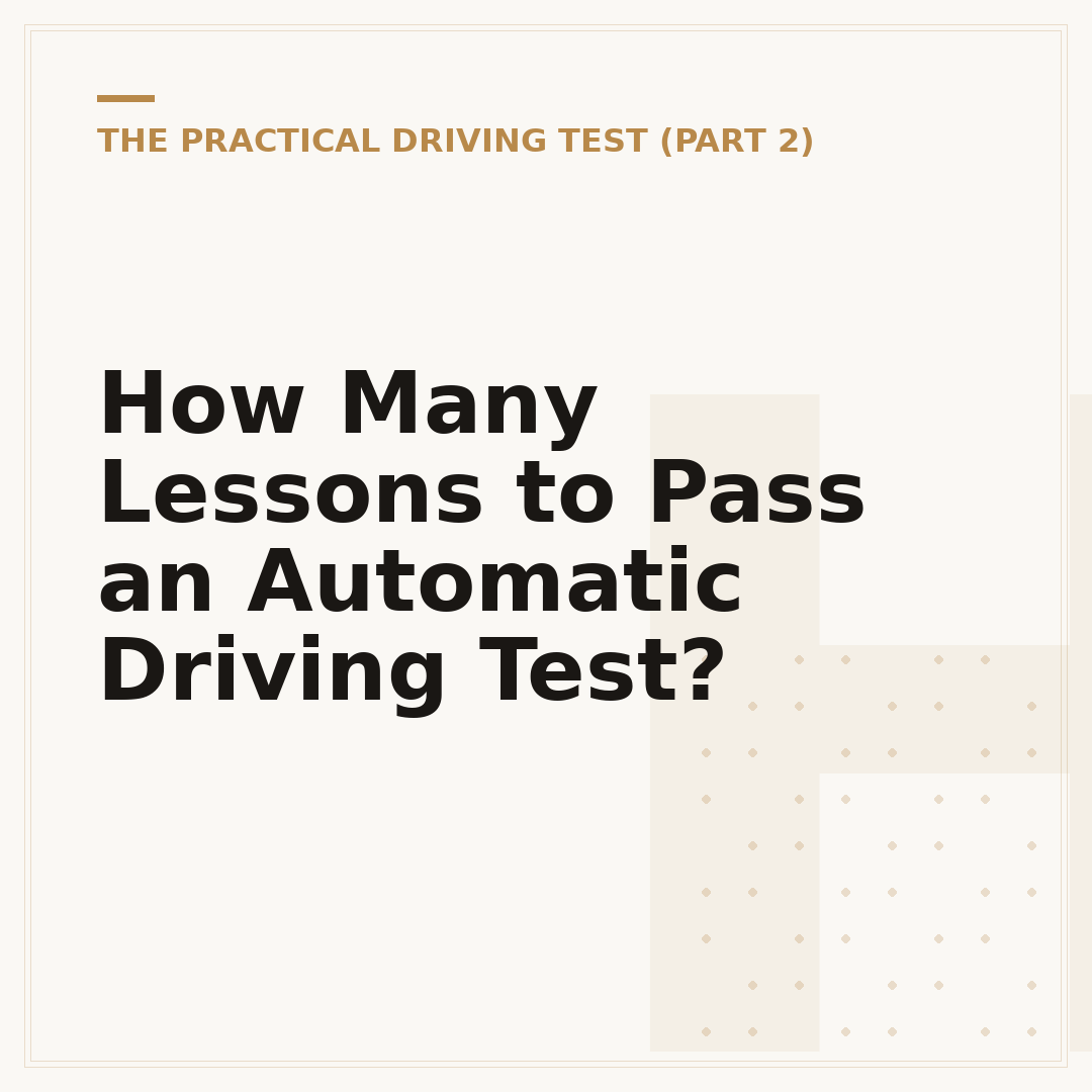 How Many Lessons to Pass an Automatic Driving Test?