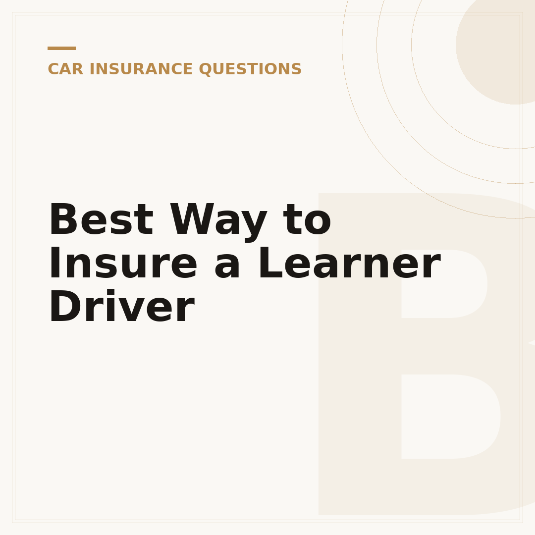 Best Way to Insure a Learner Driver