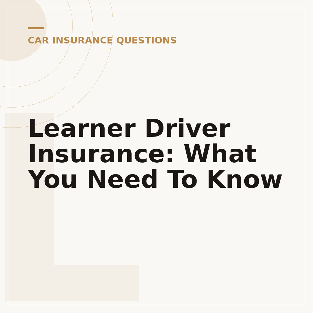 Learner Driver Insurance: What You Need To Know