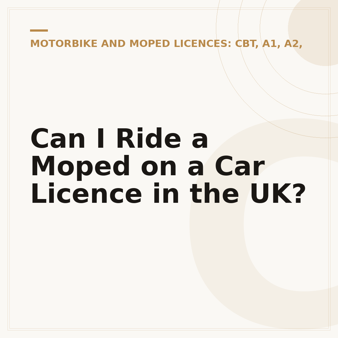 Can I Ride a Moped on a Car Licence in the UK?