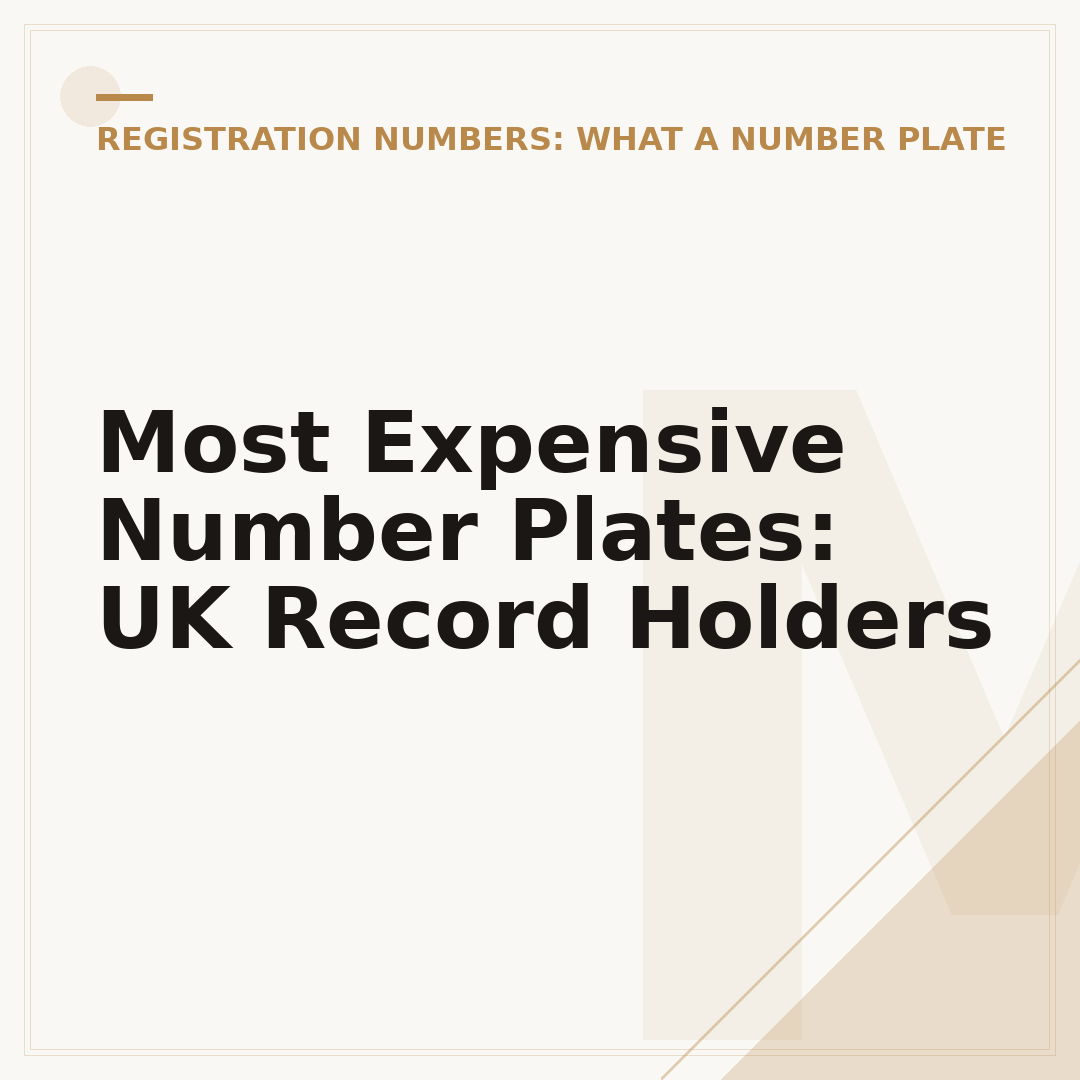Most Expensive Number Plates: UK Record Holders