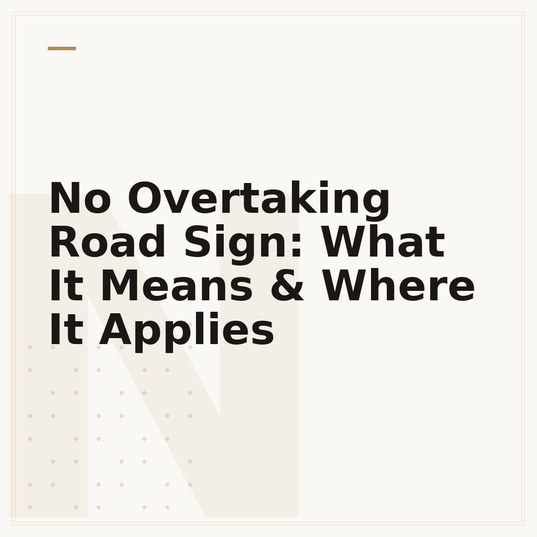 No Overtaking Road Sign: What It Means & Where It Applies