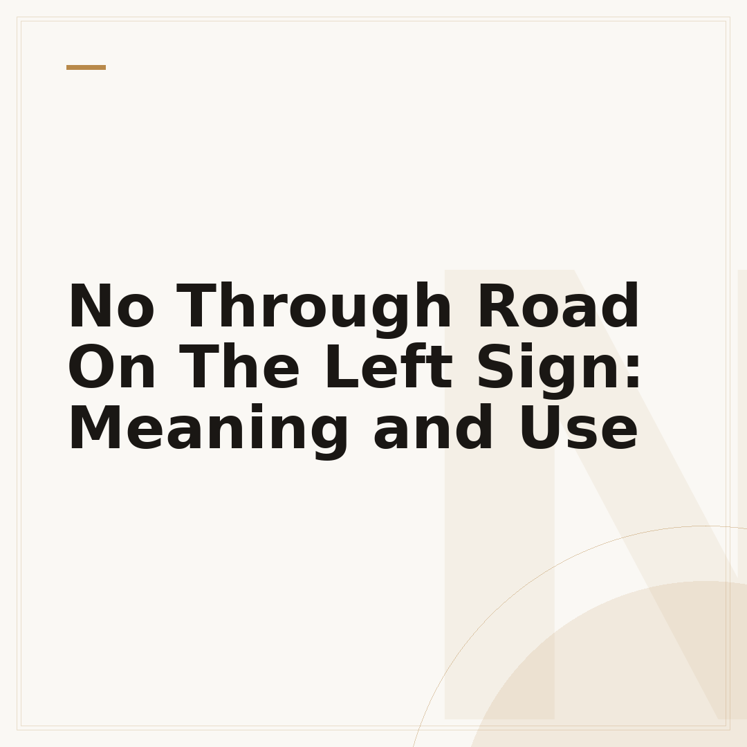 No Through Road On The Left Sign: Meaning and Use