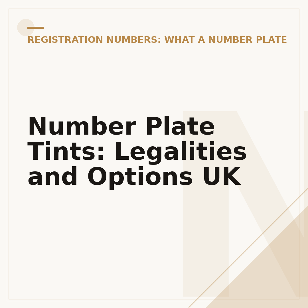 Number Plate Tints: Legalities and Options UK