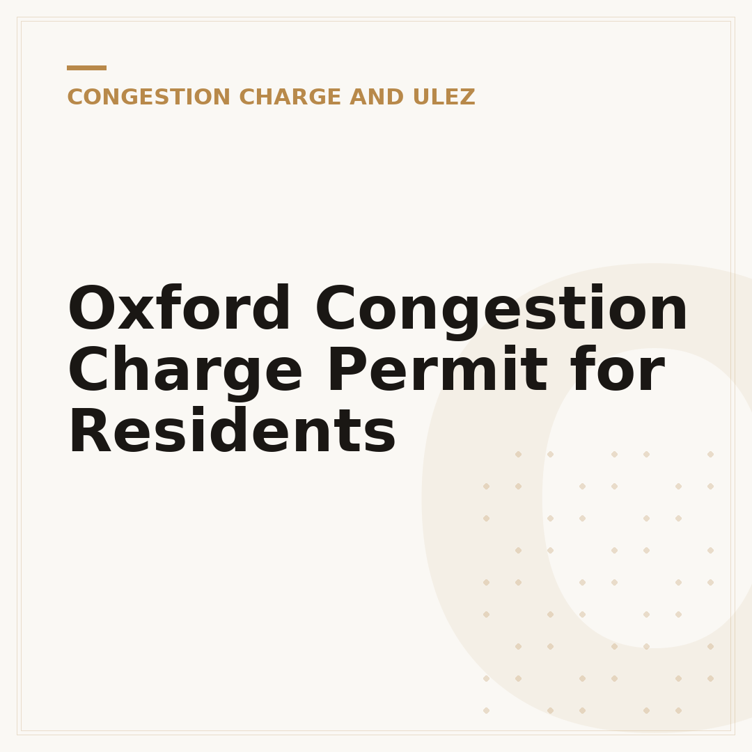 Oxford Congestion Charge Permit for Residents