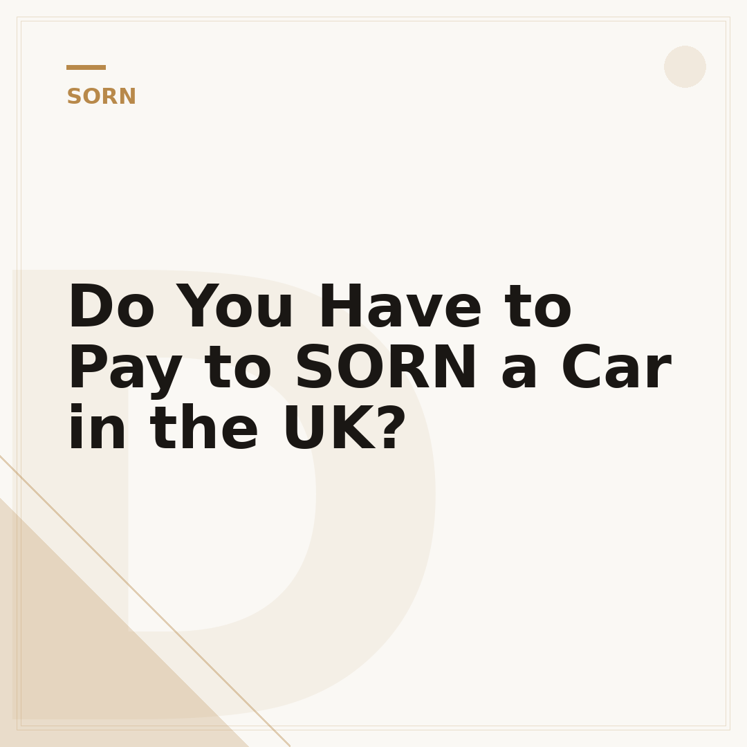 Do You Have to Pay to SORN a Car in the UK?