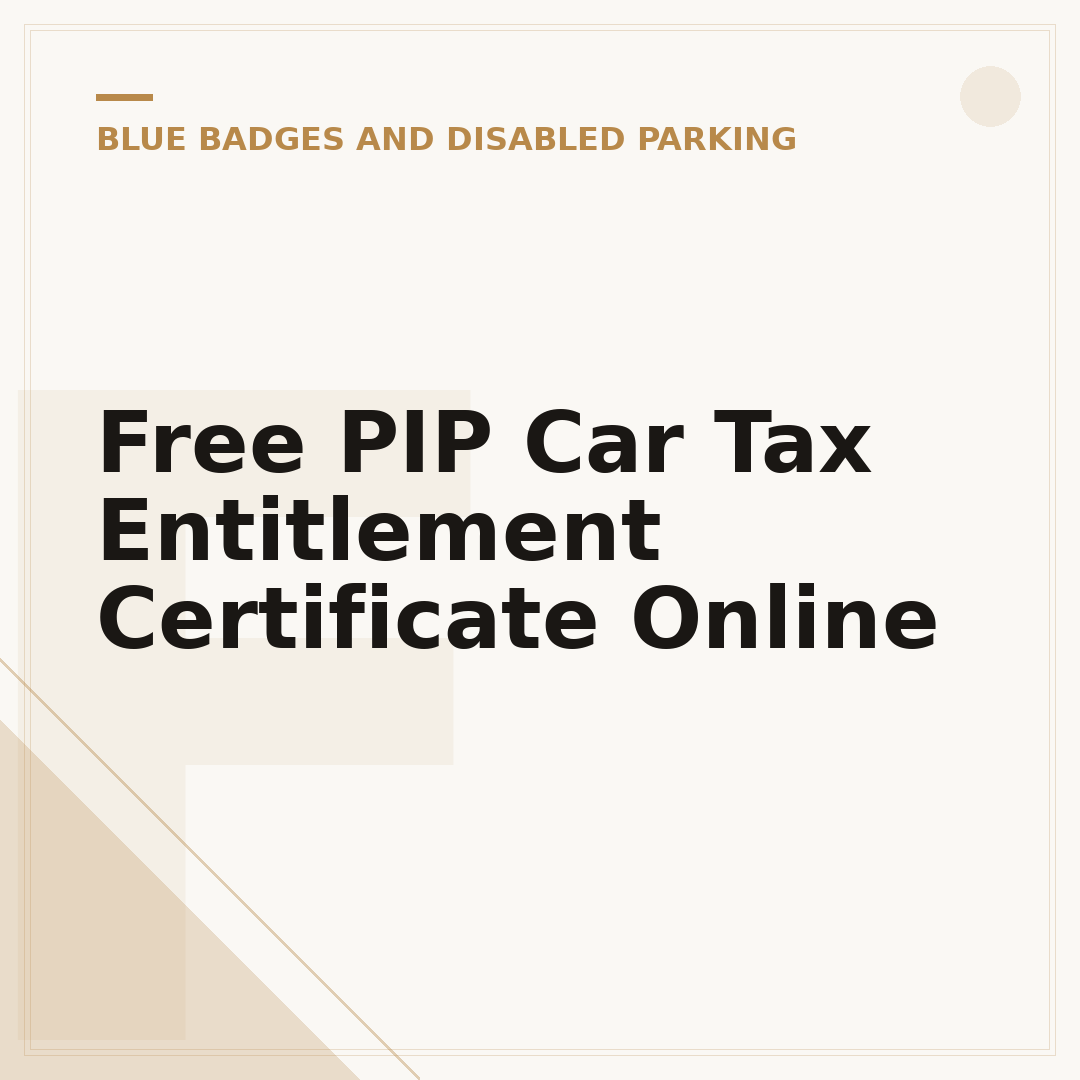 Free PIP Car Tax Entitlement Certificate Online