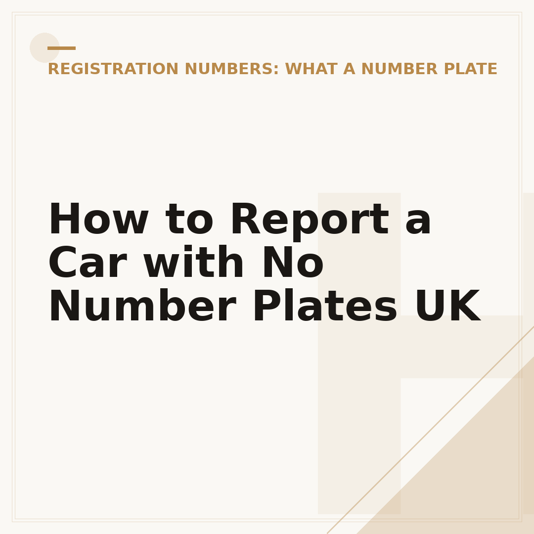 How to Report a Car with No Number Plates UK