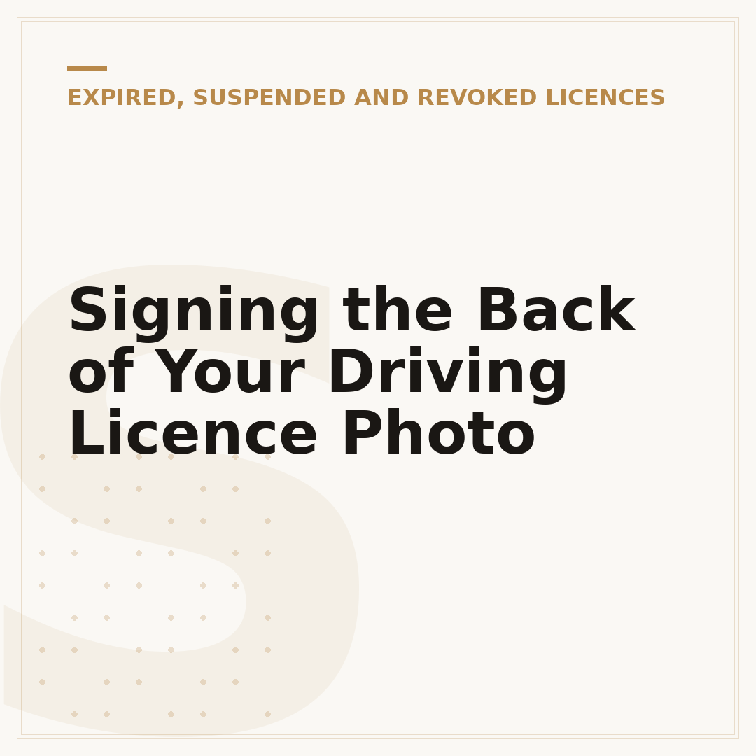 Signing the Back of Your Driving Licence Photo