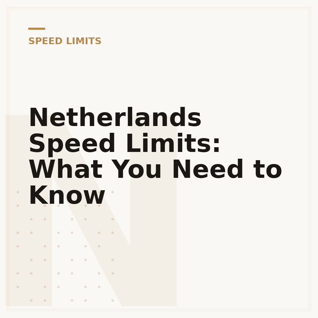 Netherlands Speed Limits: What You Need to Know