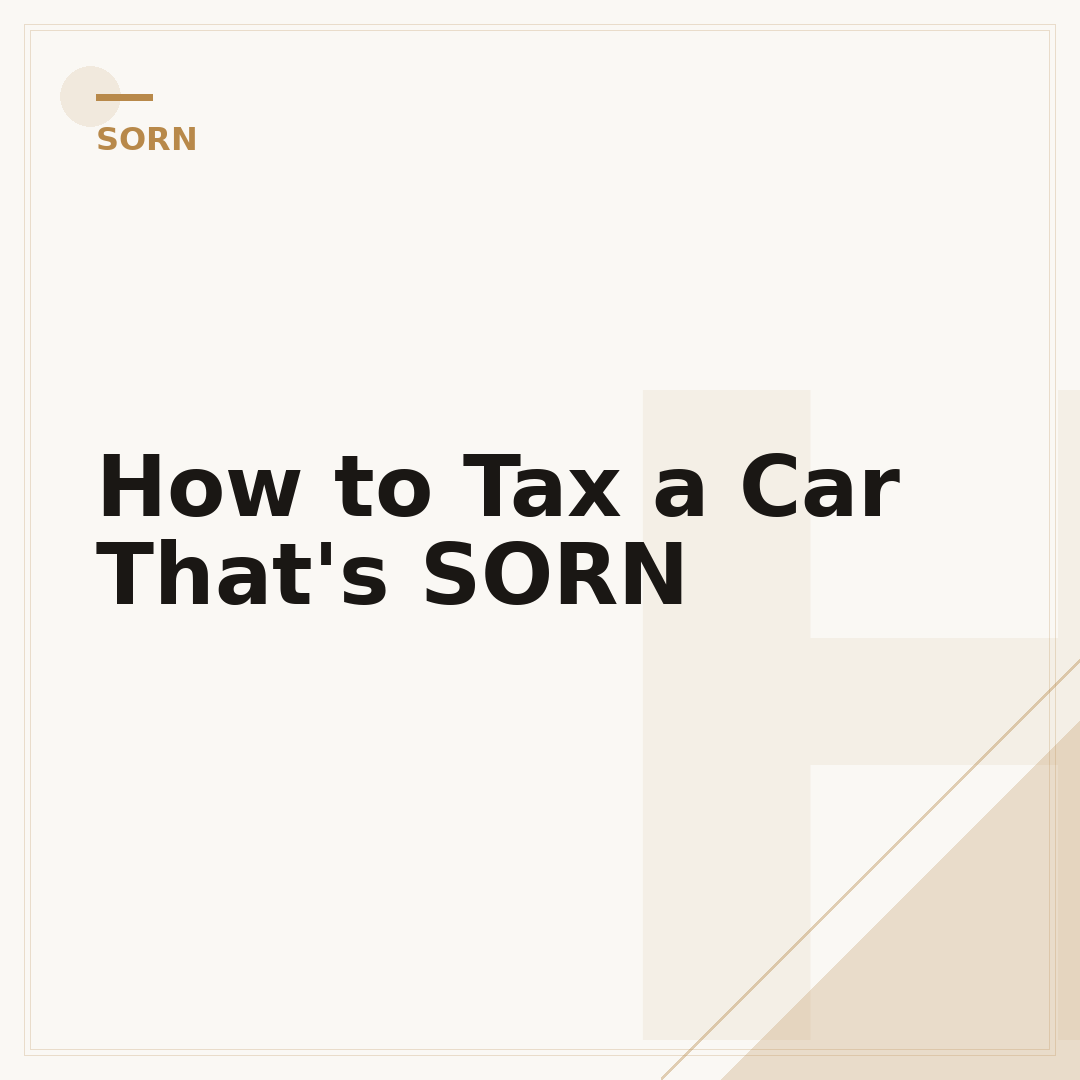 How to Tax a Car That's SORN