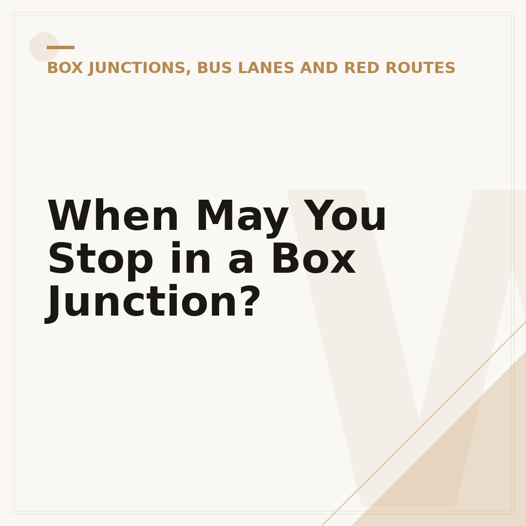When May You Stop in a Box Junction?